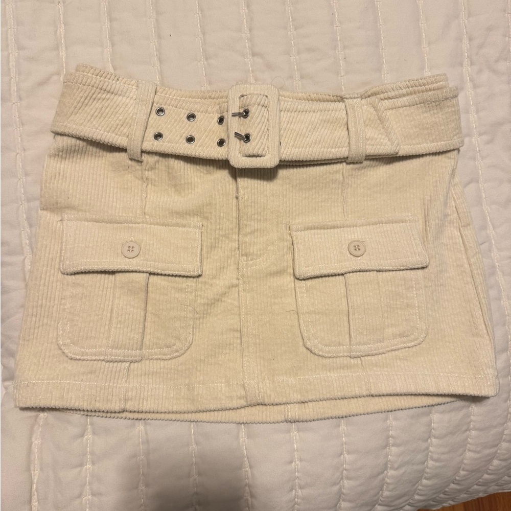 Corduroy mini cargo skirt